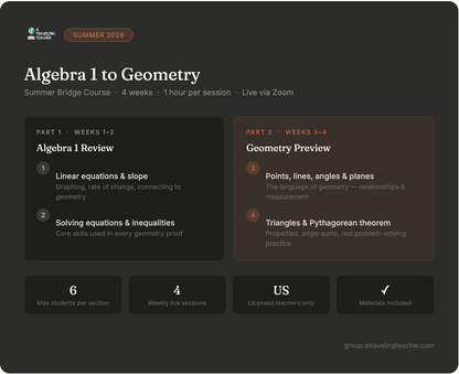 Algebra 1 to Geometry — Summer Bridge Course